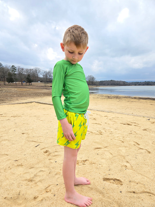 Boys Long Sleeve Rash Guard Swim Set — High-Visibility & UPF 30+ Protection
