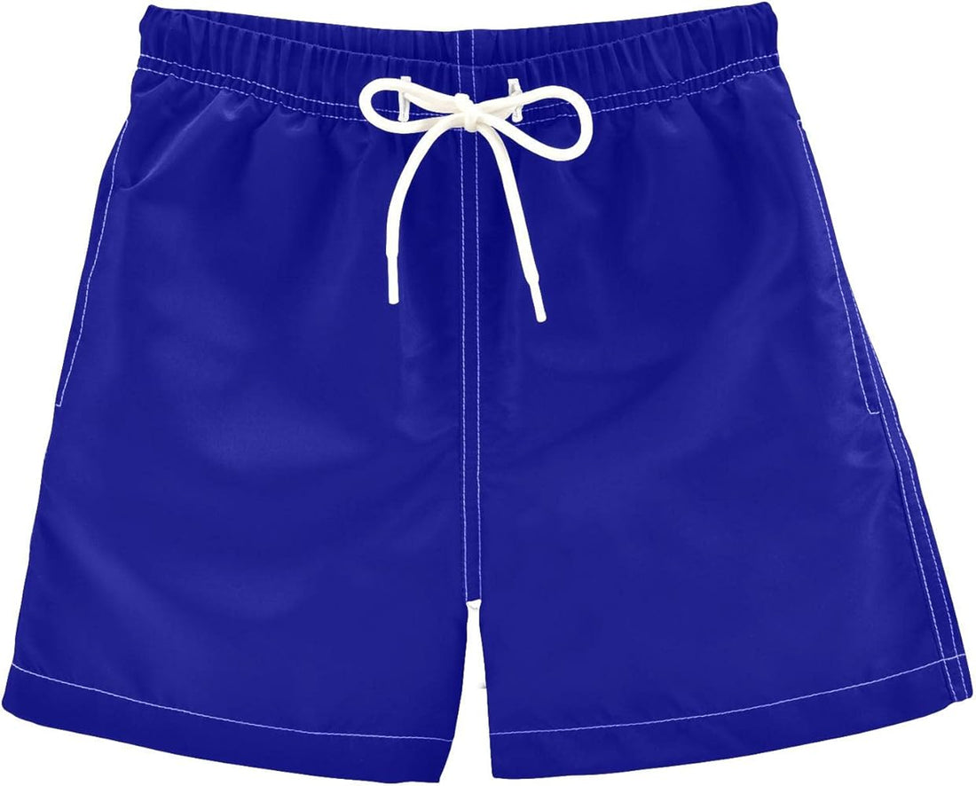 Blue Boys Swim Trunks with white waist tie