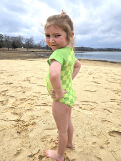Girls Short Sleeve Safe Swim Zippered Full Piece