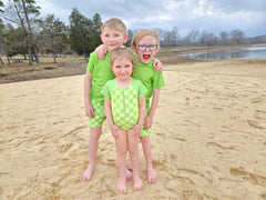 Girls Short Sleeve Safe Swim Zippered Full Piece