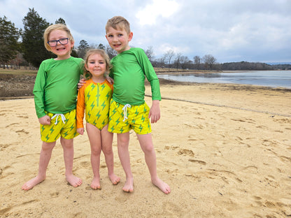 Boys Long Sleeve Rash Guard Swim Set — High-Visibility & UPF 30+ Protection