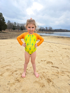 Girls Long Sleeve Safe Swim Zippered Full Piece