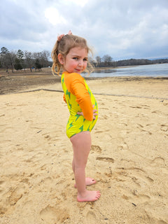 Girls Long Sleeve Safe Swim Zippered Full Piece