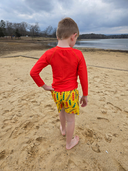 Boys Long Sleeve Rash Guard Swim Set — High-Visibility & UPF 30+ Protection