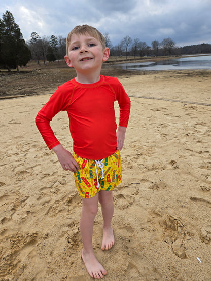 Boys Long Sleeve Rash Guard Swim Set — High-Visibility & UPF 30+ Protection
