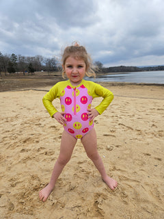 Girls Long Sleeve Safe Swim Zippered Full Piece