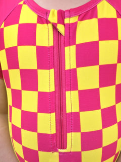 Girls Short Sleeve Safe Swim Zippered Full Piece