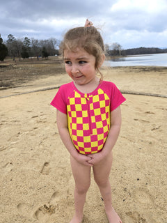 Girls Short Sleeve Safe Swim Zippered Full Piece