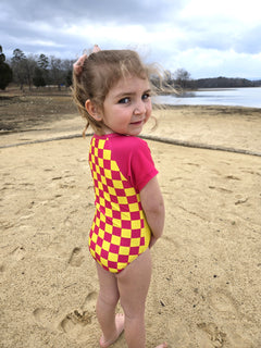 Girls Short Sleeve Safe Swim Zippered Full Piece