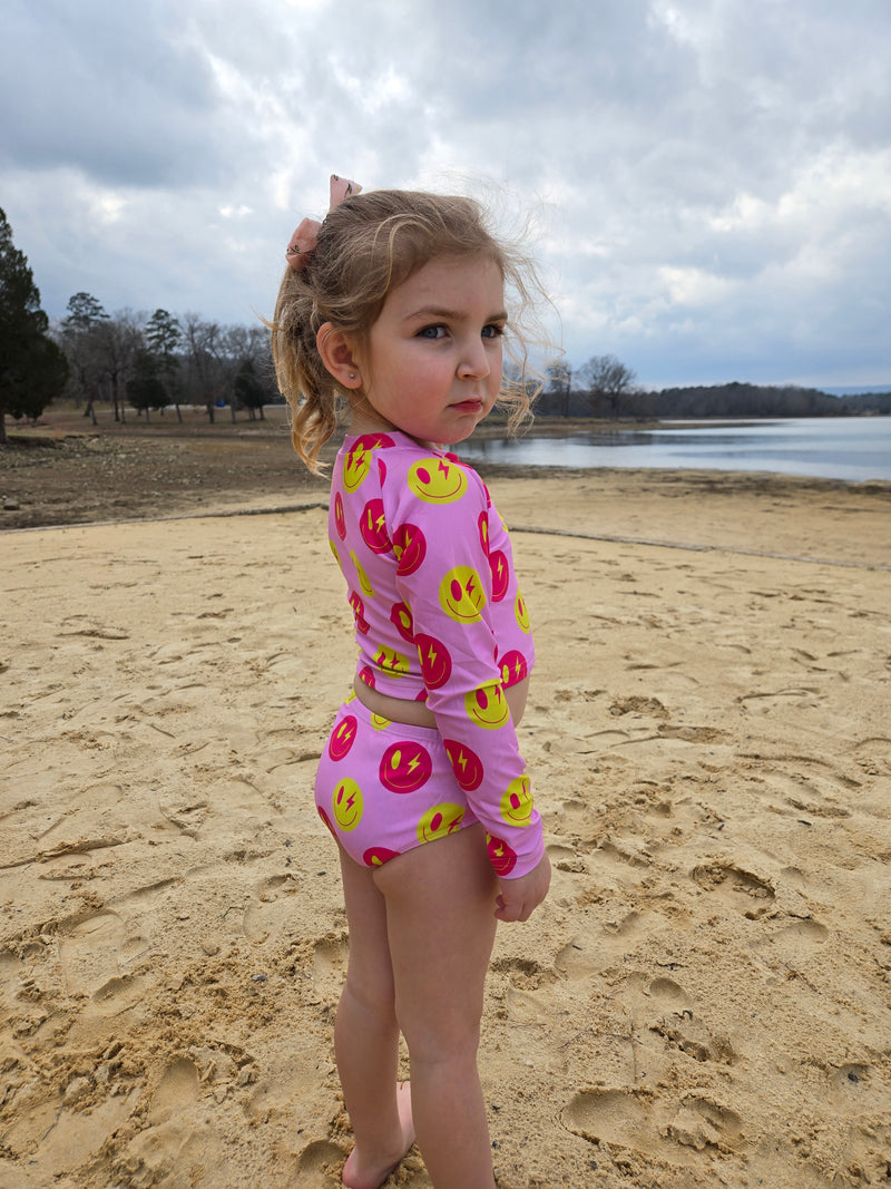 Girls Long Sleeve Crop Top Safe Swim Set