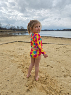 Girls Long Sleeve Crop Top Safe Swim Set