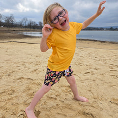 High visibility neon boys swimwear popcorn print - UPF 30+